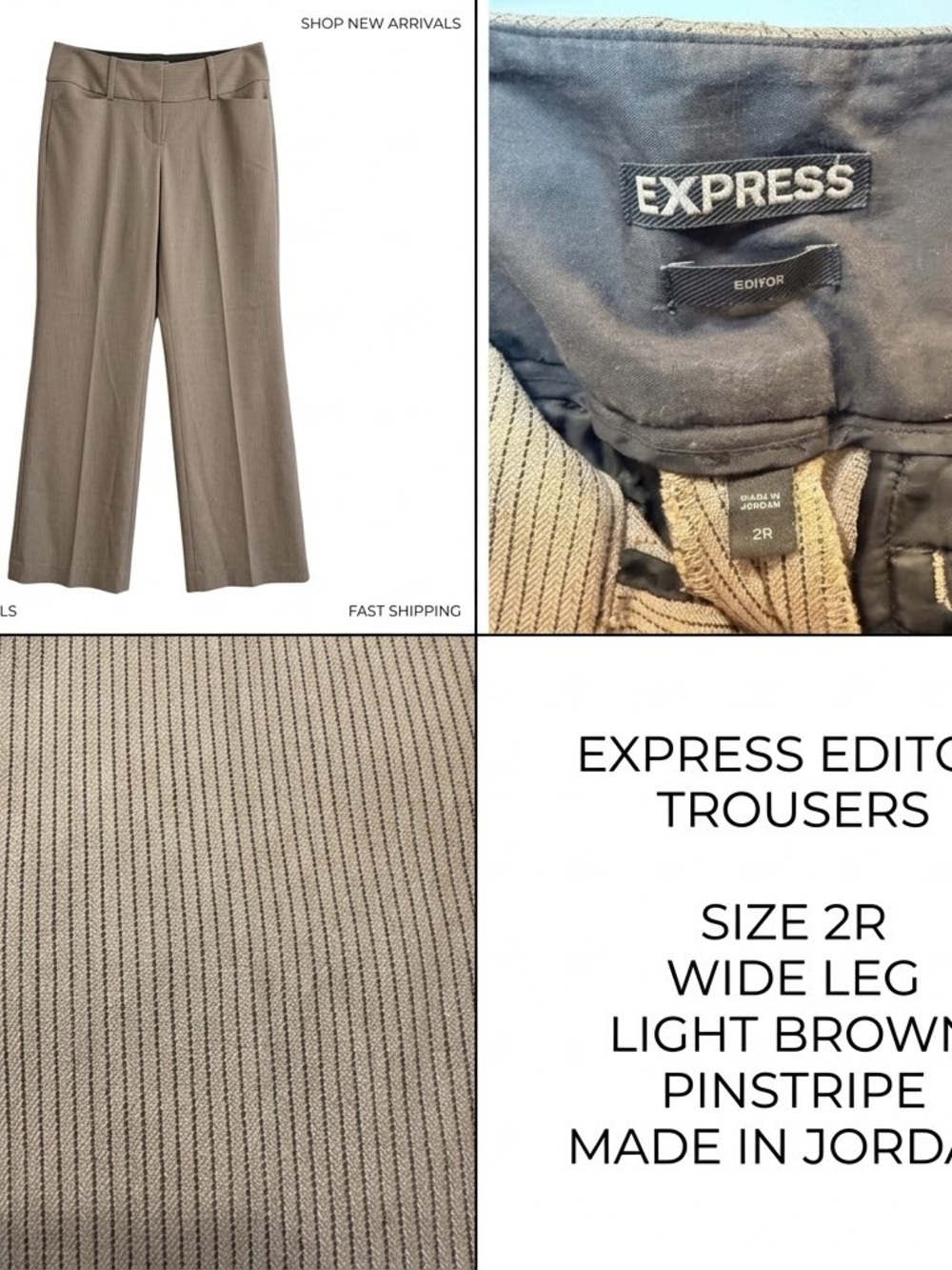 Express Light Brown Pinstripe Wide-Leg Trousers